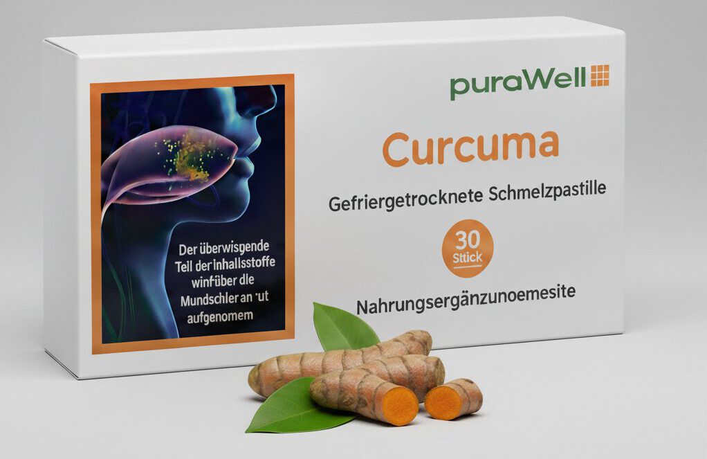 puraWell Curcuma: Der Kurkuma Bioverfügbarkeit Testsieger als Schmelzpastille. puraWell Curcuma: Der Kurkuma Bioverfügbarkeit Testsieger als Schmelzpastille.