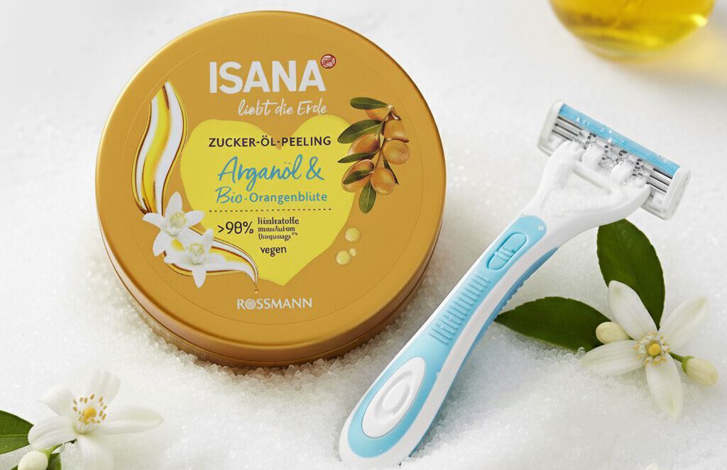 ISANA Zucker-Öl-Peeling Geheimwaffe für Intimrasur ohne Rasurpickel